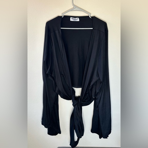 Big Risk Wrap Around Kimono Crop Top - Black Rebdolls size 4x plus size - Picture 3 of 7